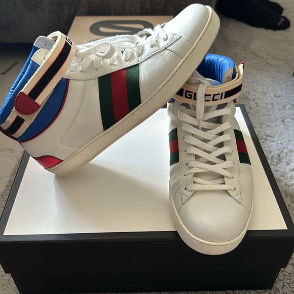 Gucci Men's Stripe Ace High Top Miro Soft Leather - Picture 2 of 3